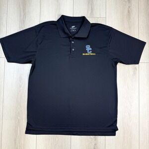 UltraClub Cool & Dry SC Basketball Black Polo Shirt Men's L Short Sleeve Perform